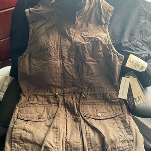 Brown Sleeveless Utility Vest